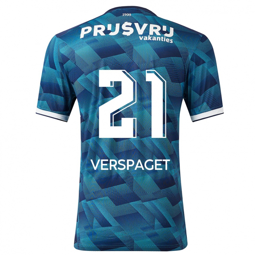 Niño Fútbol Camiseta Amber Verspaget #21 Azul 2ª Equipación 2023/24