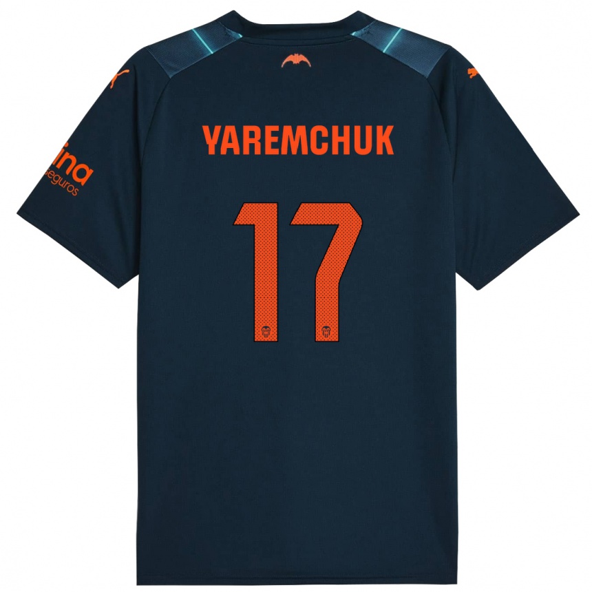 Niño Fútbol Camiseta Roman Yaremchuk #17 Azul Marino 2ª Equipación 2023/24