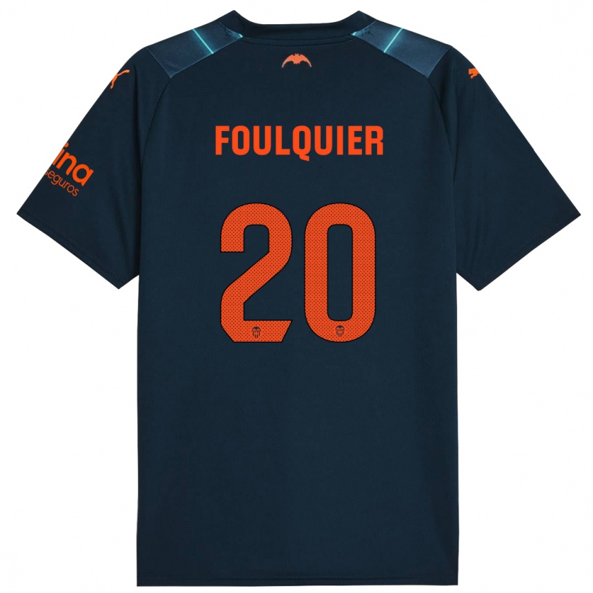 Niño Fútbol Camiseta Dimitri Foulquier #20 Azul Marino 2ª Equipación 2023/24