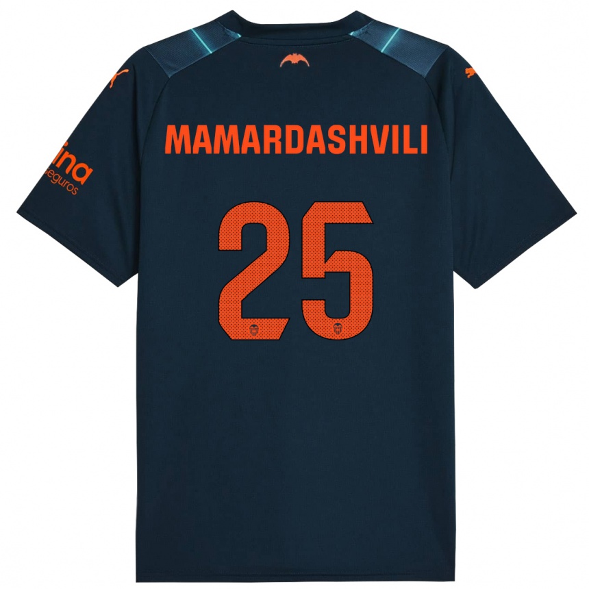 Niño Fútbol Camiseta Giorgi Mamardashvili #25 Azul Marino 2ª Equipación 2023/24