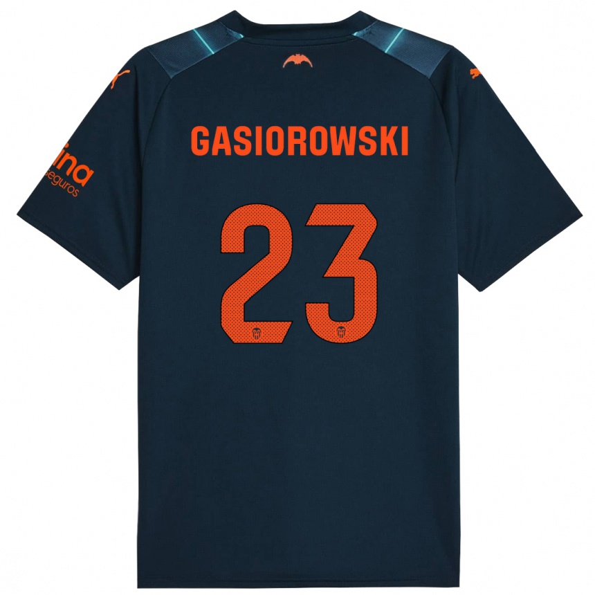 Niño Fútbol Camiseta Yarek Gasiorowski #23 Azul Marino 2ª Equipación 2023/24