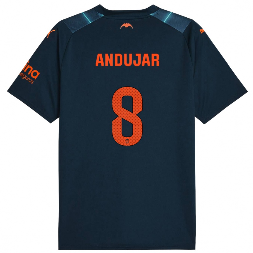 Niño Fútbol Camiseta Candela Andujar #8 Azul Marino 2ª Equipación 2023/24