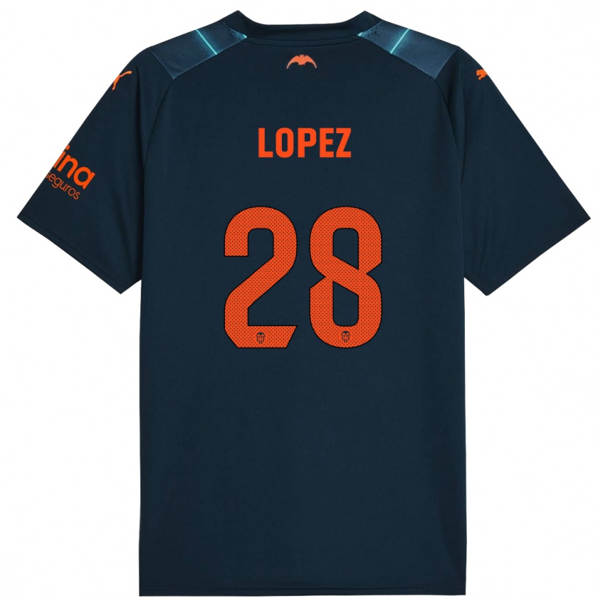 Niño Fútbol Camiseta Saray Lopez #28 Azul Marino 2ª Equipación 2023/24