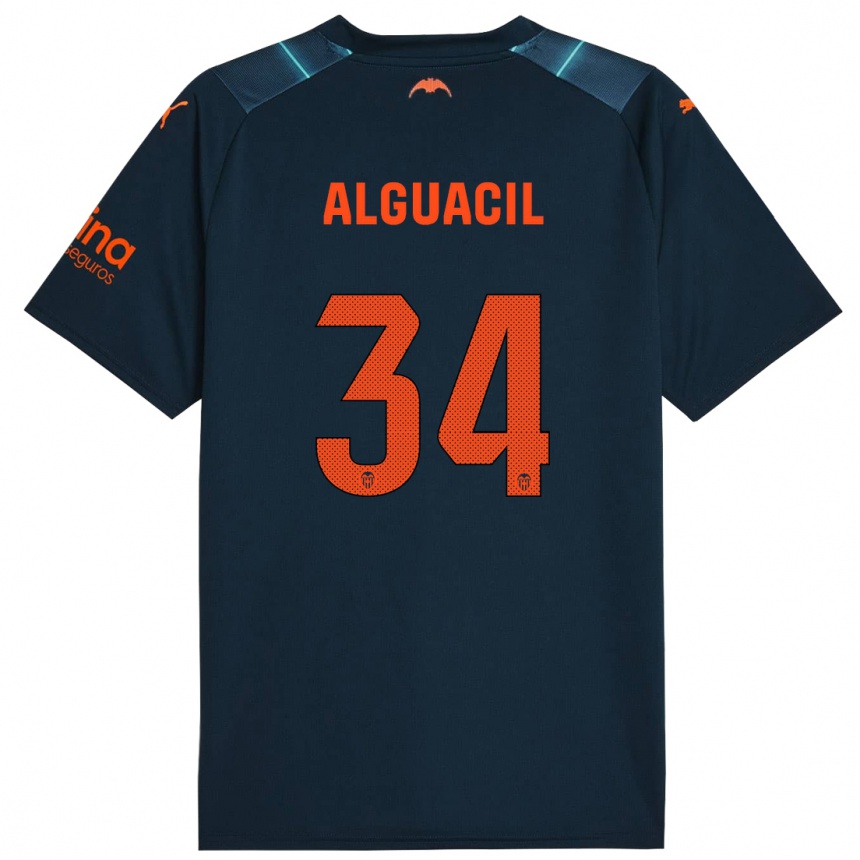 Niño Fútbol Camiseta Ainhoa Alguacil #34 Azul Marino 2ª Equipación 2023/24