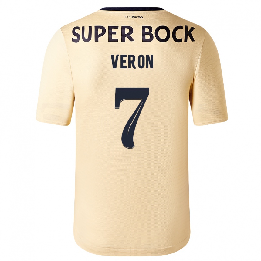 Niño Fútbol Camiseta Gabriel Veron #7 Beige-Dorado 2ª Equipación 2023/24