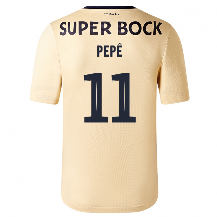 Niño Fútbol Camiseta Pepê #11 Beige-Dorado 2ª Equipación 2023/24