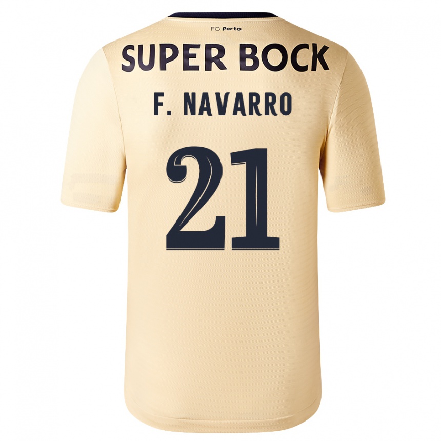 Niño Fútbol Camiseta Fran Navarro #21 Beige-Dorado 2ª Equipación 2023/24