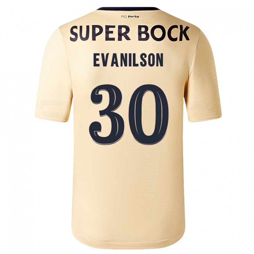 Niño Fútbol Camiseta Evanilson #30 Beige-Dorado 2ª Equipación 2023/24