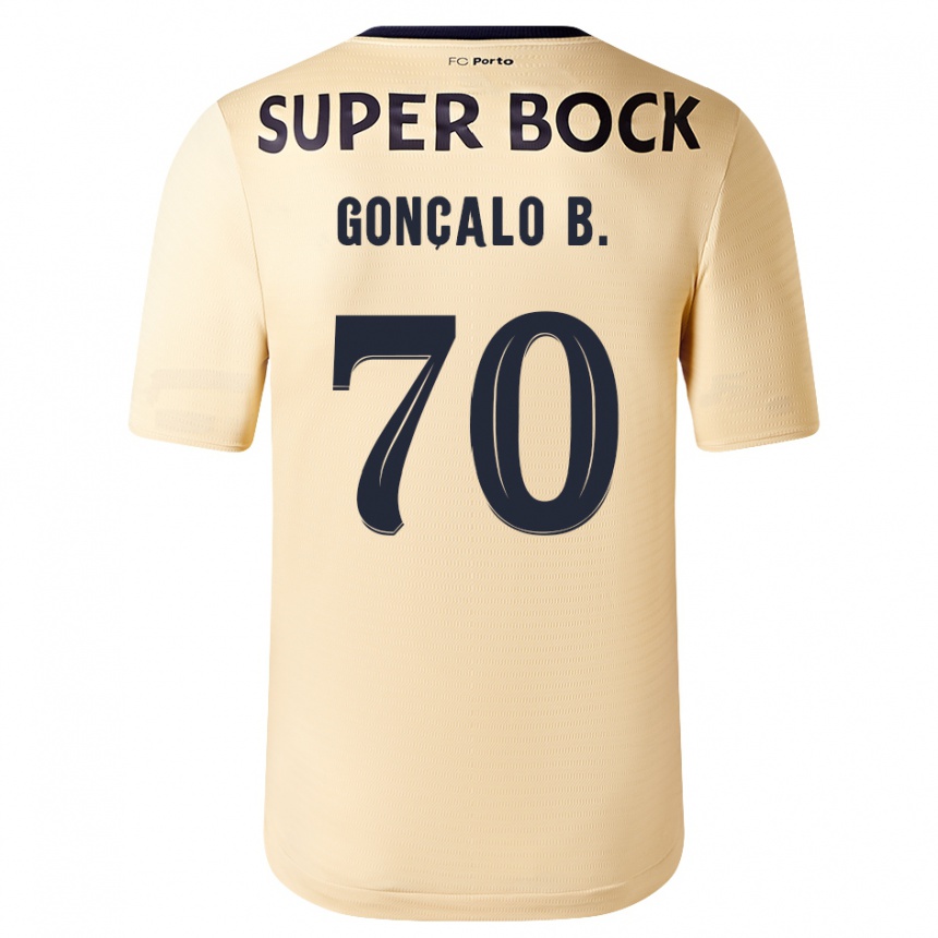 Niño Fútbol Camiseta Gonçalo Borges #70 Beige-Dorado 2ª Equipación 2023/24