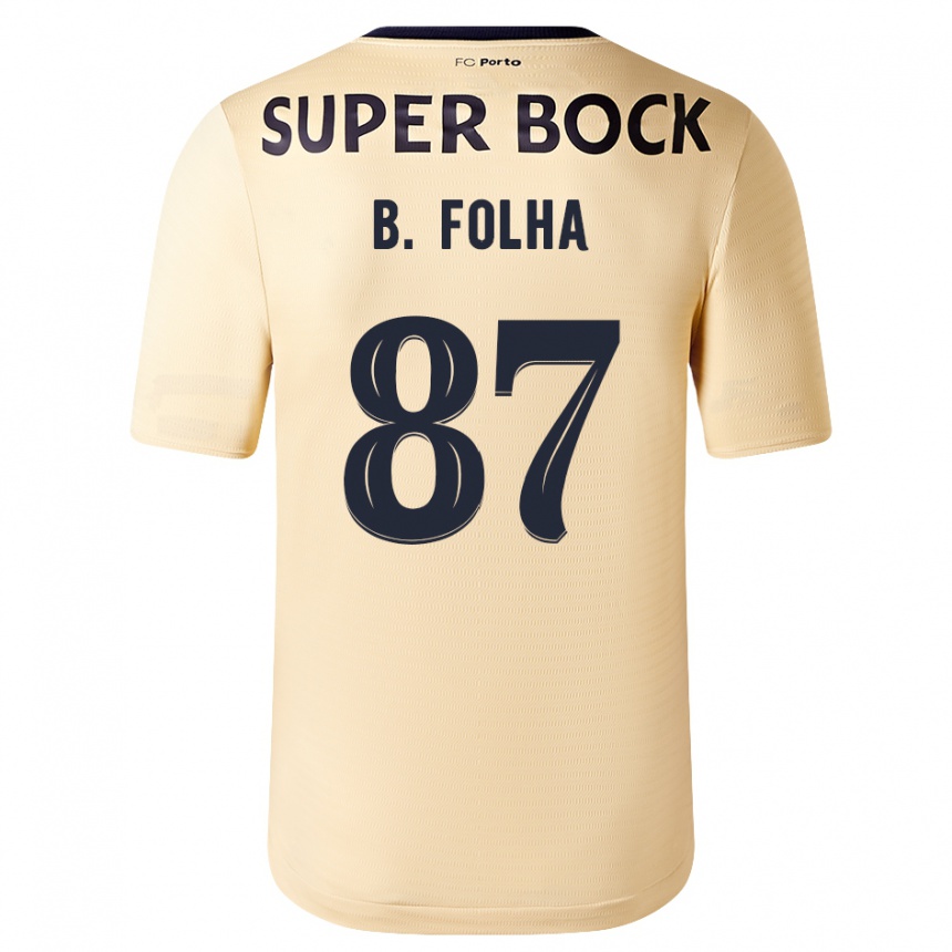 Niño Fútbol Camiseta Bernardo Folha #87 Beige-Dorado 2ª Equipación 2023/24