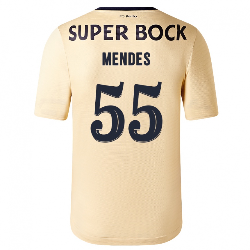 Niño Fútbol Camiseta João Mendes #55 Beige-Dorado 2ª Equipación 2023/24