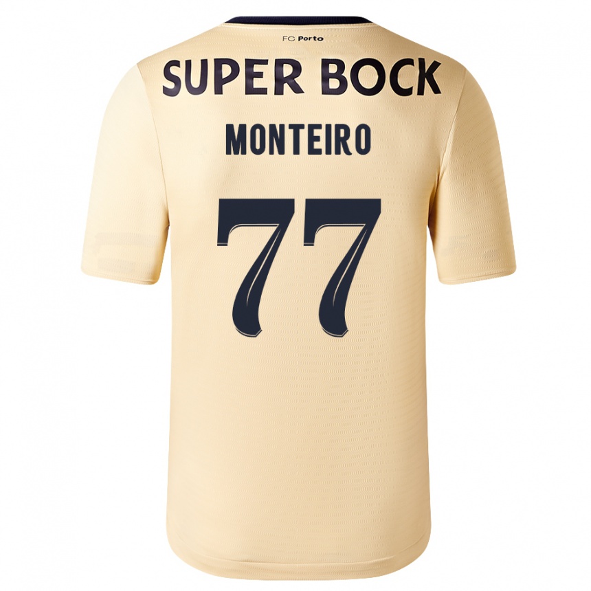 Niño Fútbol Camiseta Rui Monteiro #77 Beige-Dorado 2ª Equipación 2023/24