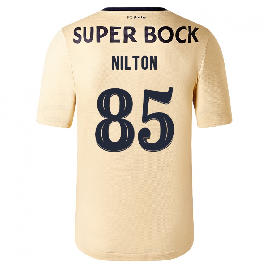 Niño Fútbol Camiseta Nilton #85 Beige-Dorado 2ª Equipación 2023/24