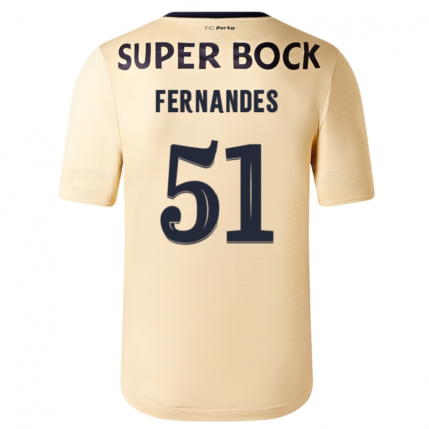 Niño Fútbol Camiseta Diogo Fernandes #51 Beige-Dorado 2ª Equipación 2023/24