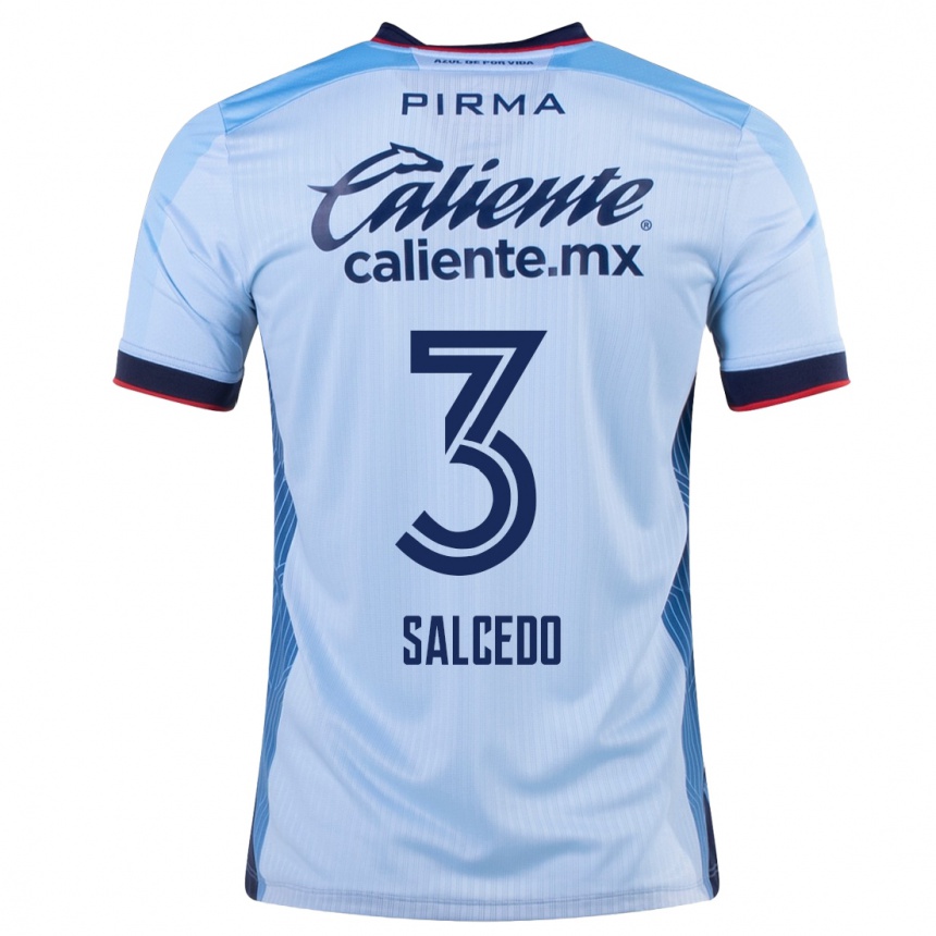Niño Fútbol Camiseta Carlos Salcedo #3 Cielo Azul 2ª Equipación 2023/24