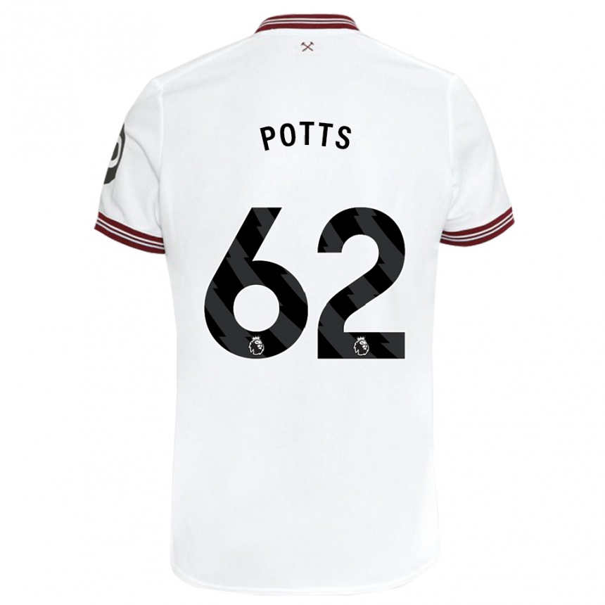 Hombre Fútbol Camiseta Freddie Potts #62 Blanco 2ª Equipación 2023/24