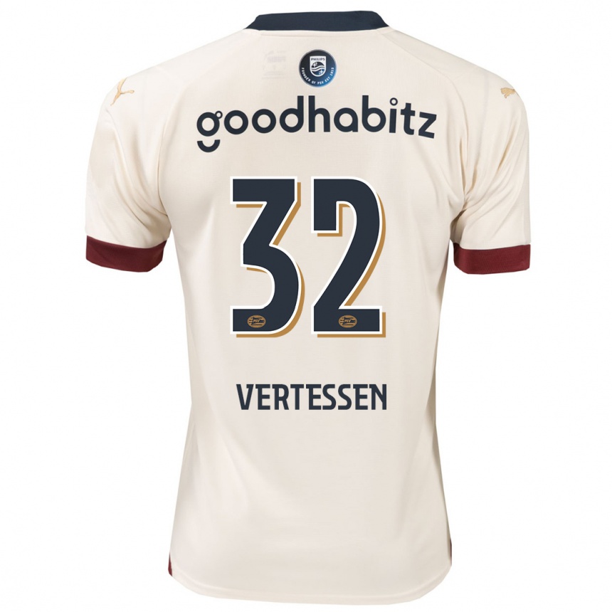 Hombre Fútbol Camiseta Yorbe Vertessen #32 Blanquecino 2ª Equipación 2023/24