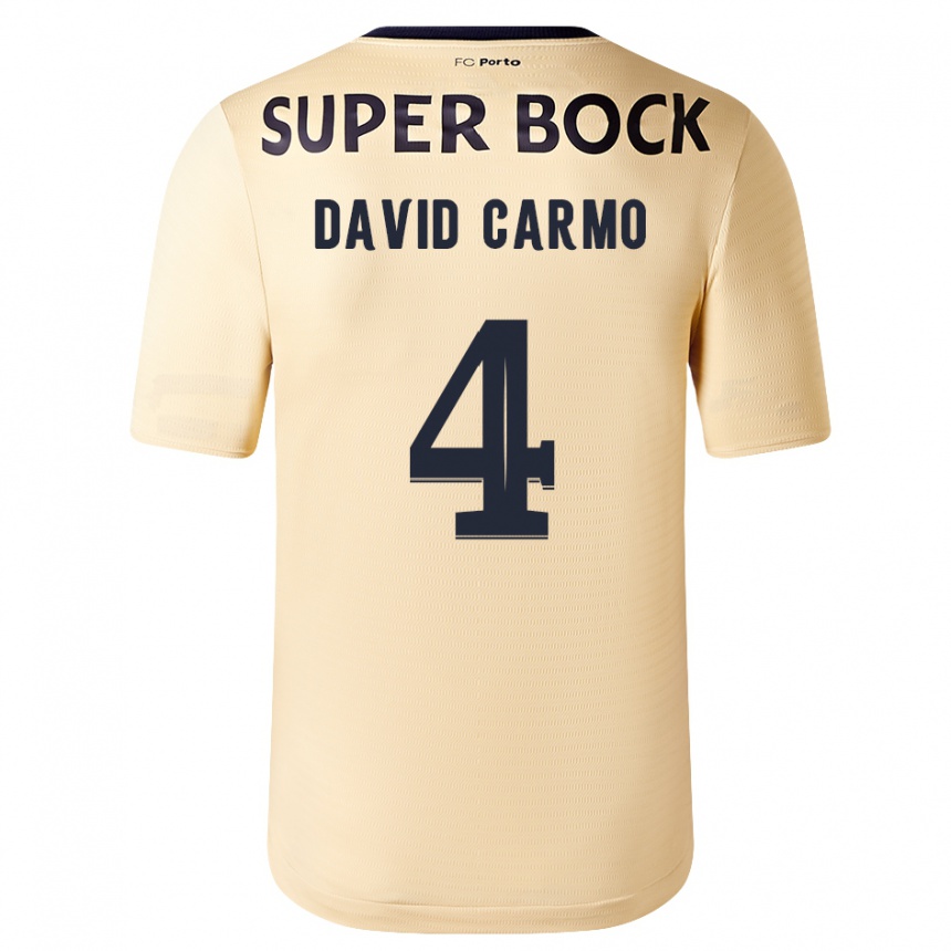 Hombre Fútbol Camiseta David Carmo #4 Beige-Dorado 2ª Equipación 2023/24