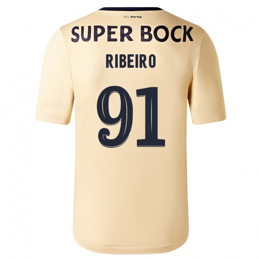 Hombre Fútbol Camiseta Gonçalo Ribeiro #91 Beige-Dorado 2ª Equipación 2023/24