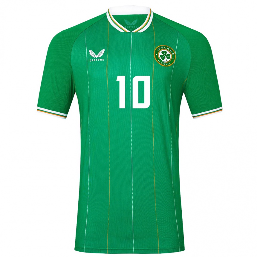 Niño Fútbol Camiseta Irlanda Adam Idah #10 Verde 1ª Equipación 24-26