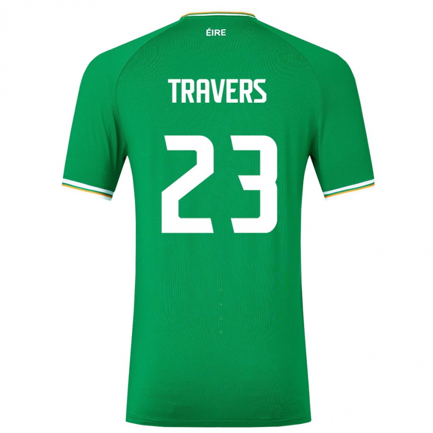 Niño Fútbol Camiseta Irlanda Mark Travers #23 Verde 1ª Equipación 24-26