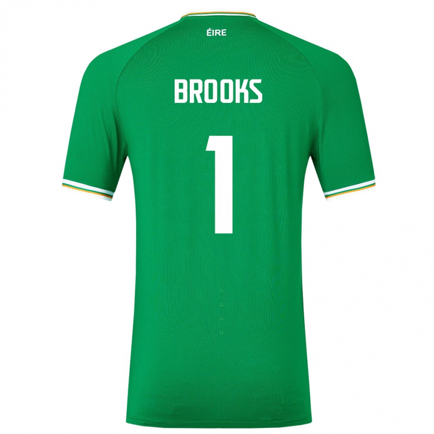 Niño Fútbol Camiseta Irlanda Tiernan Brooks #1 Verde 1ª Equipación 24-26