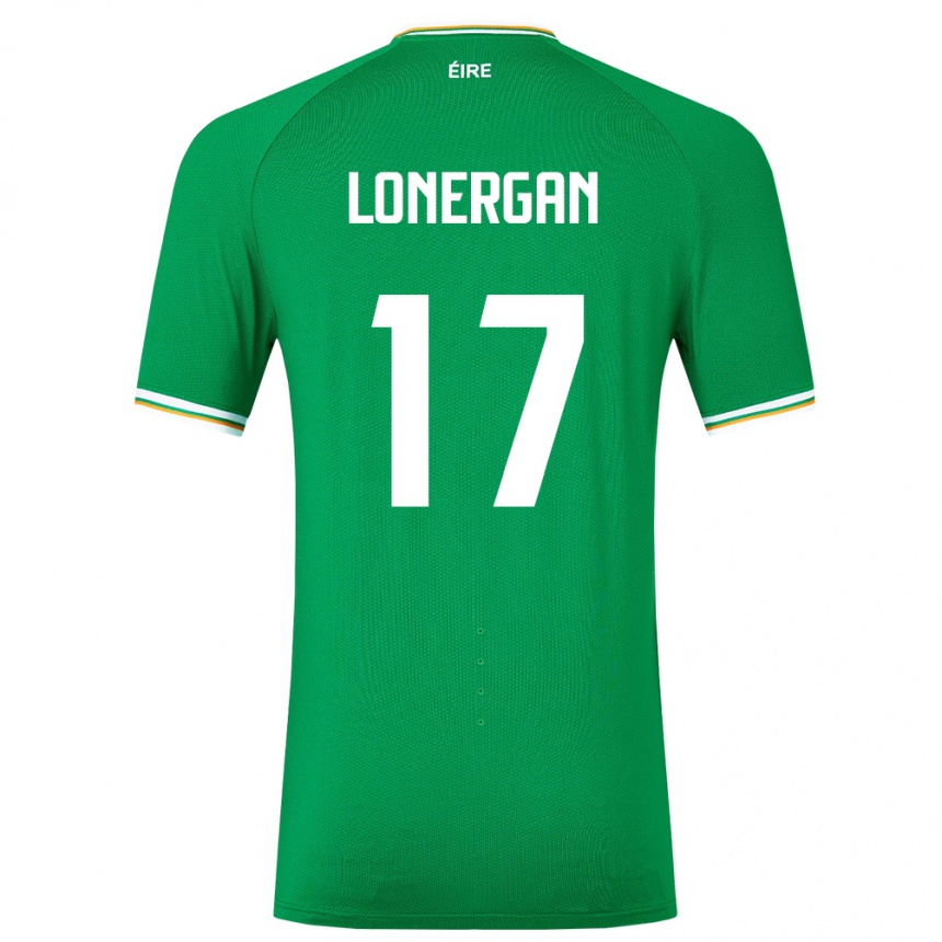 Niño Fútbol Camiseta Irlanda Tom Lonergan #17 Verde 1ª Equipación 24-26