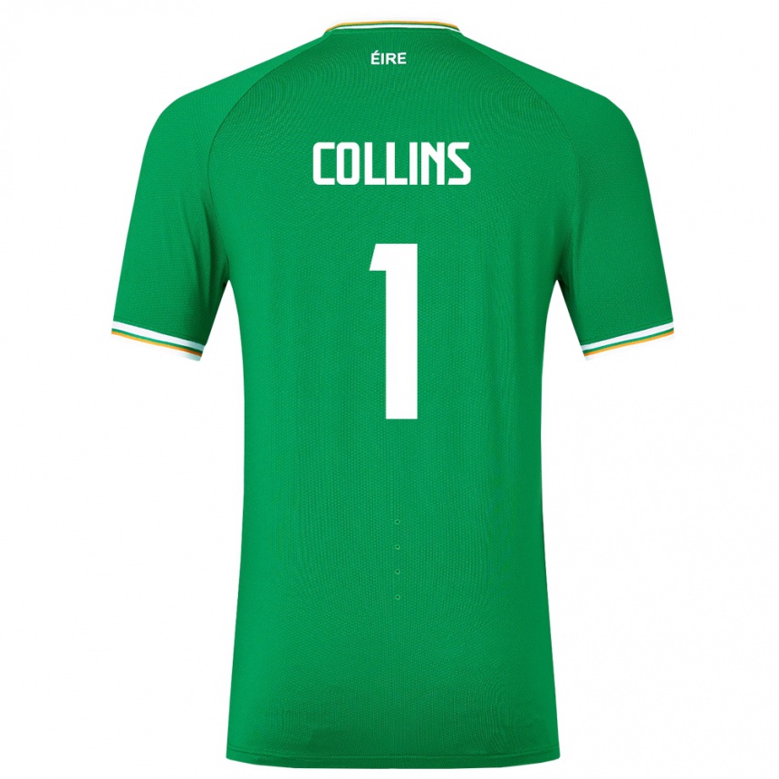 Niño Fútbol Camiseta Irlanda Joe Collins #1 Verde 1ª Equipación 24-26