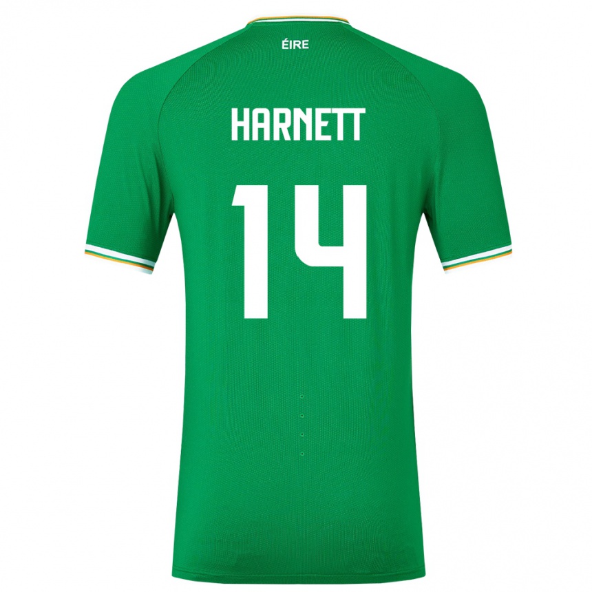 Niño Fútbol Camiseta Irlanda Kaylem Harnett #14 Verde 1ª Equipación 24-26