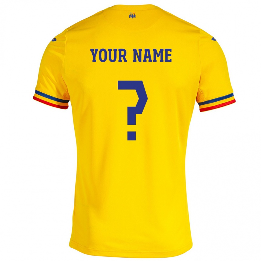 Niño Fútbol Camiseta Rumania Su Nombre #0 Amarillo 1ª Equipación 24-26