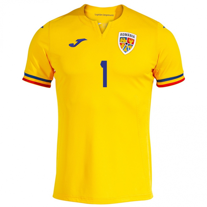 Niño Fútbol Camiseta Rumania Florin Niță #1 Amarillo 1ª Equipación 24-26