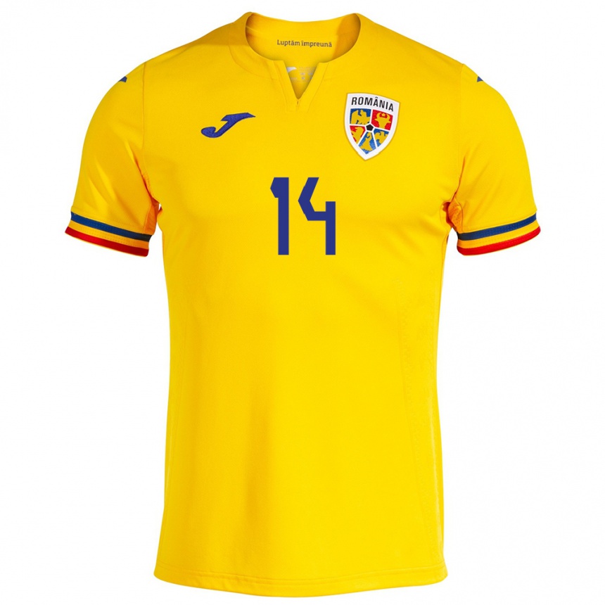 Niño Fútbol Camiseta Rumania Ianis Hagi #14 Amarillo 1ª Equipación 24-26