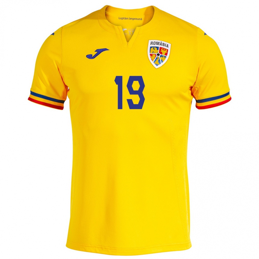 Niño Fútbol Camiseta Rumania Olga Iordăchiuși #19 Amarillo 1ª Equipación 24-26