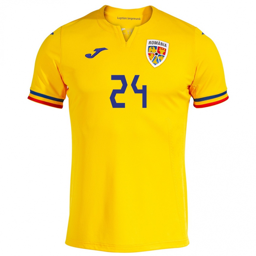 Niño Fútbol Camiseta Rumania Botond Gergely #24 Amarillo 1ª Equipación 24-26