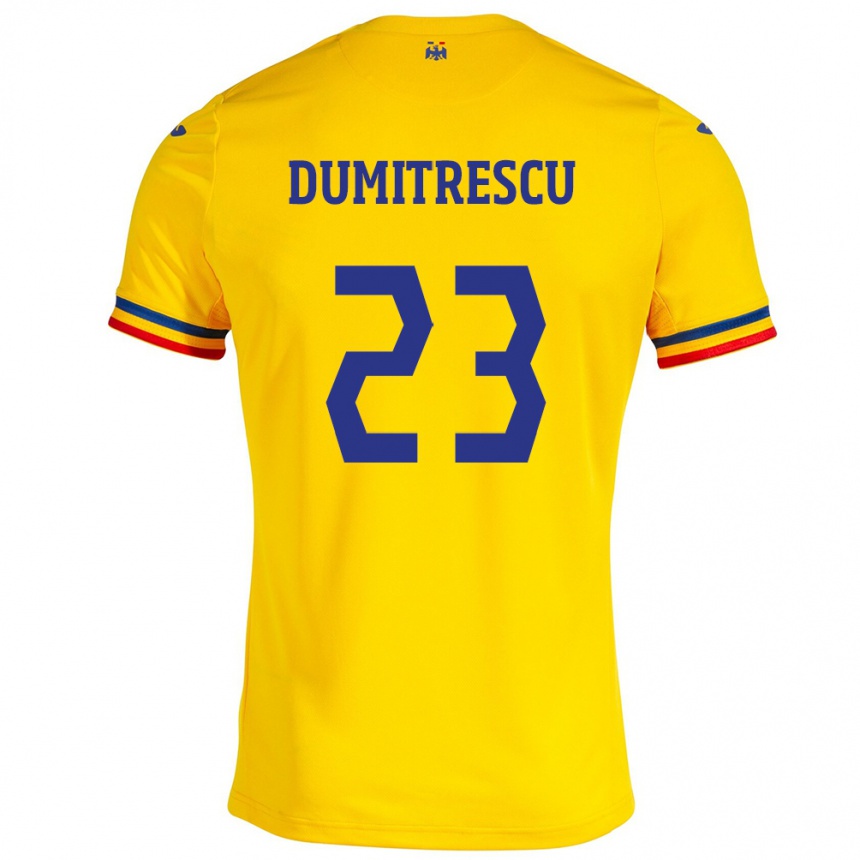 Niño Fútbol Camiseta Rumania Andres Dumitrescu #23 Amarillo 1ª Equipación 24-26