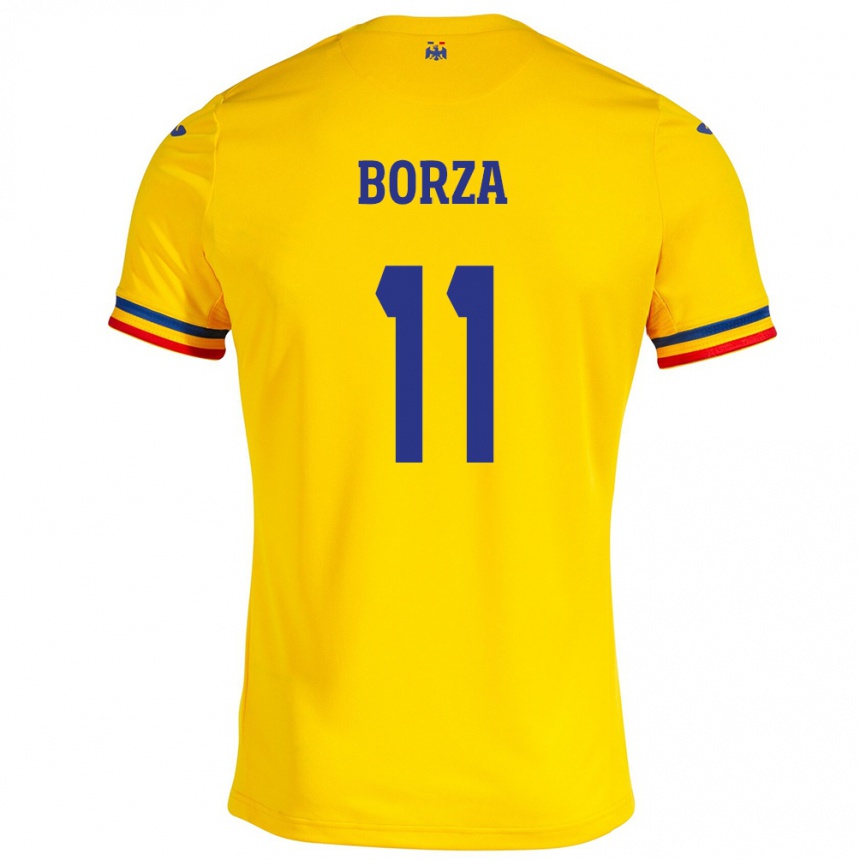 Niño Fútbol Camiseta Rumania Andrei Borza #11 Amarillo 1ª Equipación 24-26