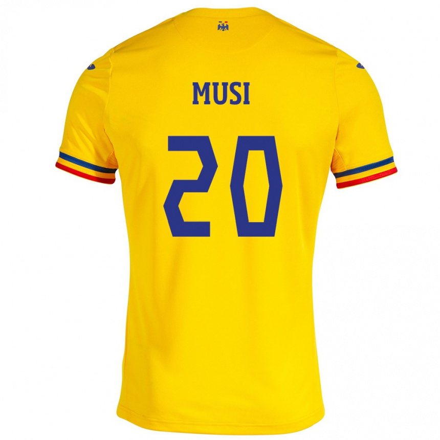 Niño Fútbol Camiseta Rumania Alexandru Musi #20 Amarillo 1ª Equipación 24-26