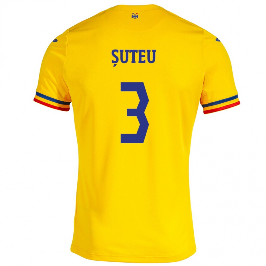 Niño Fútbol Camiseta Rumania Alexandru Șuteu #3 Amarillo 1ª Equipación 24-26