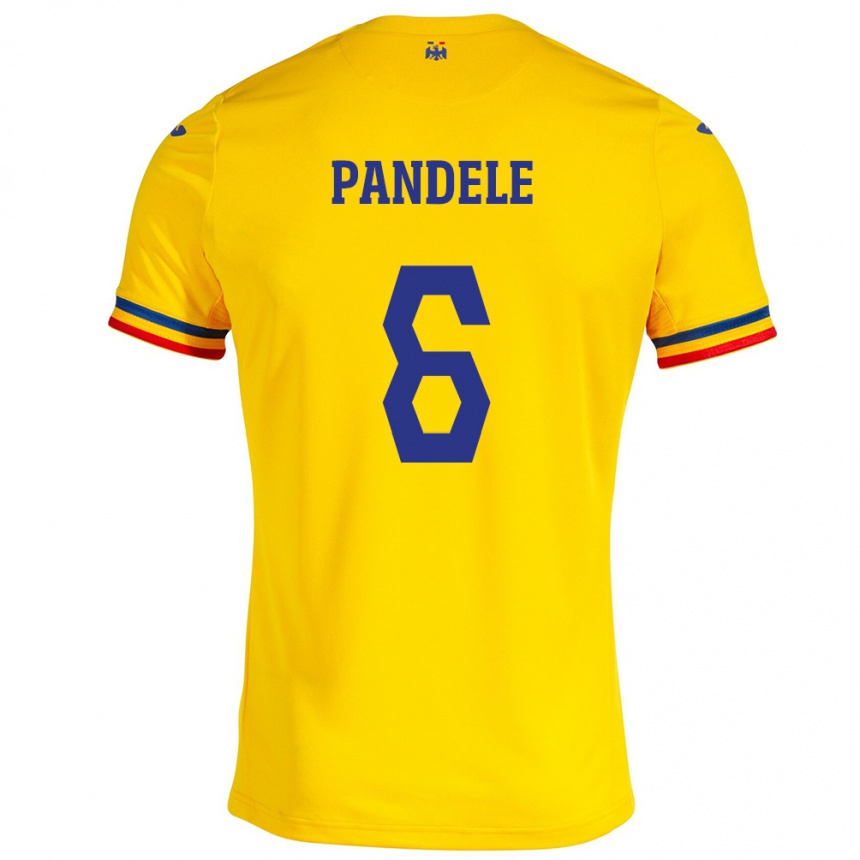 Niño Fútbol Camiseta Rumania Andrei Pandele #6 Amarillo 1ª Equipación 24-26