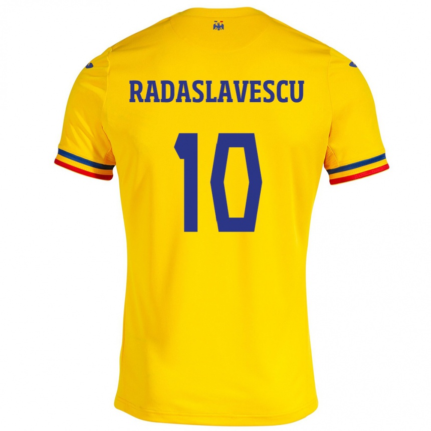 Niño Fútbol Camiseta Rumania Eduard Radaslavescu #10 Amarillo 1ª Equipación 24-26