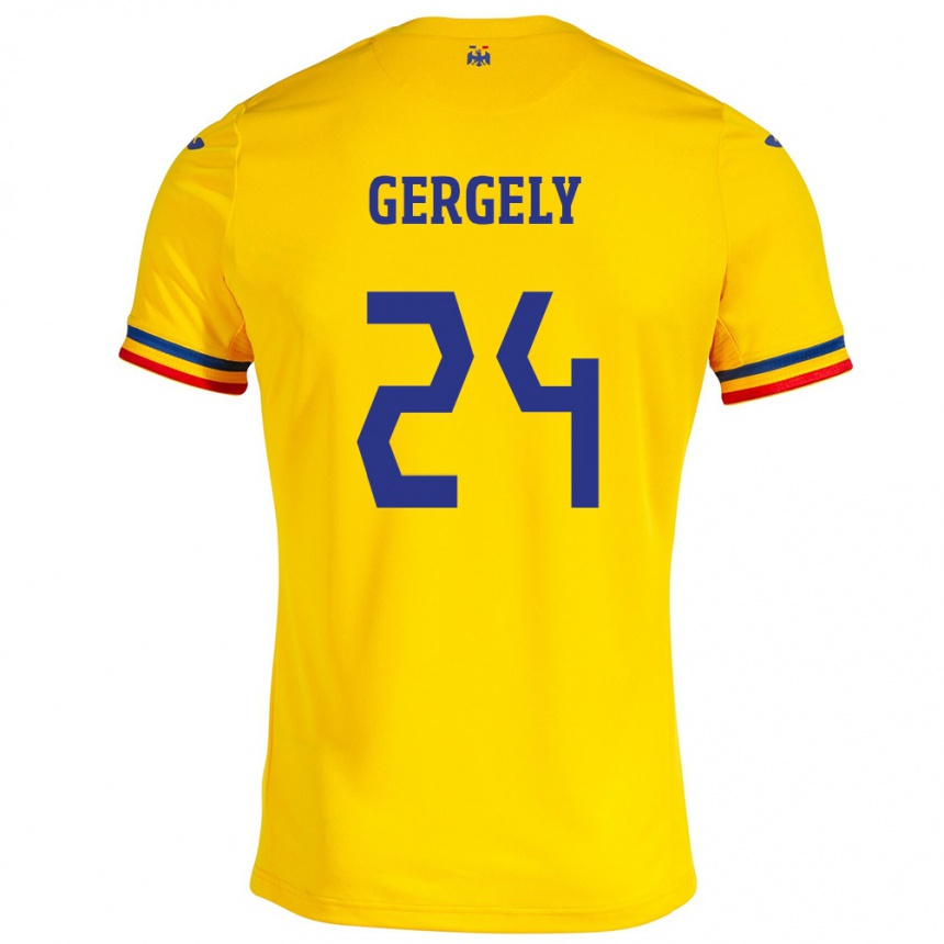 Niño Fútbol Camiseta Rumania Botond Gergely #24 Amarillo 1ª Equipación 24-26