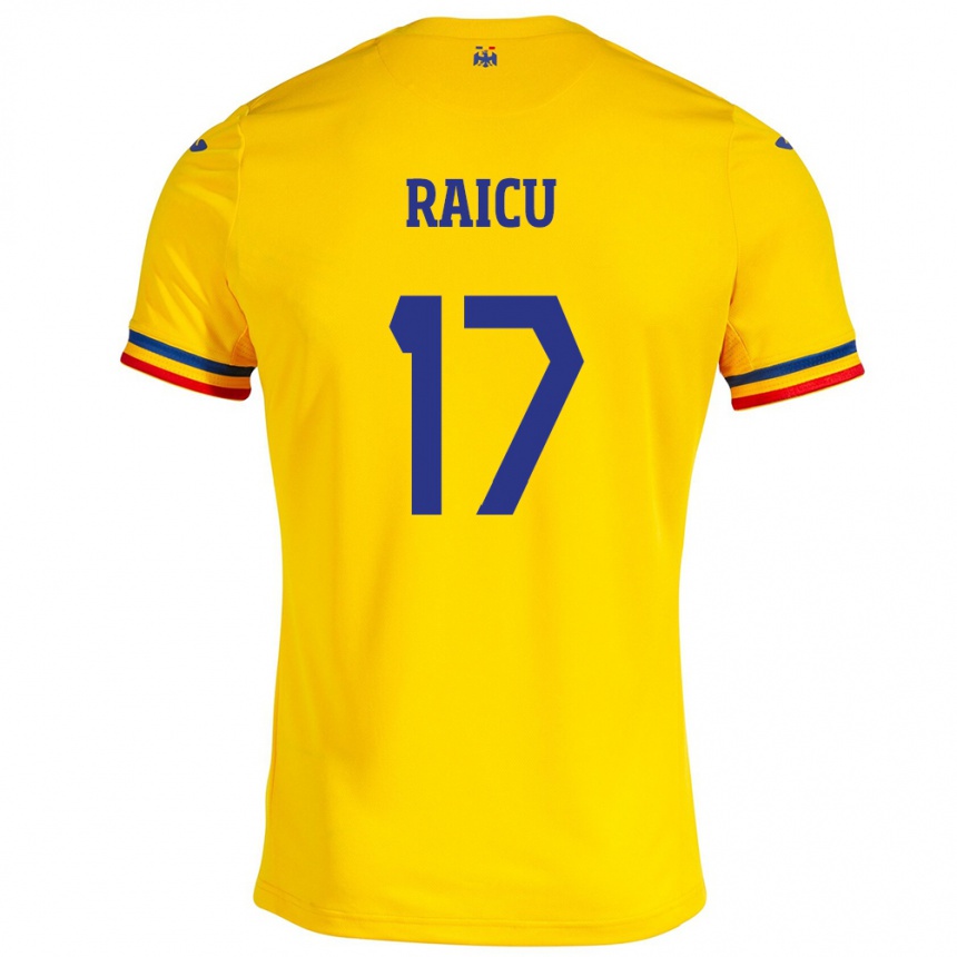 Niño Fútbol Camiseta Rumania Alin Raicu #17 Amarillo 1ª Equipación 24-26