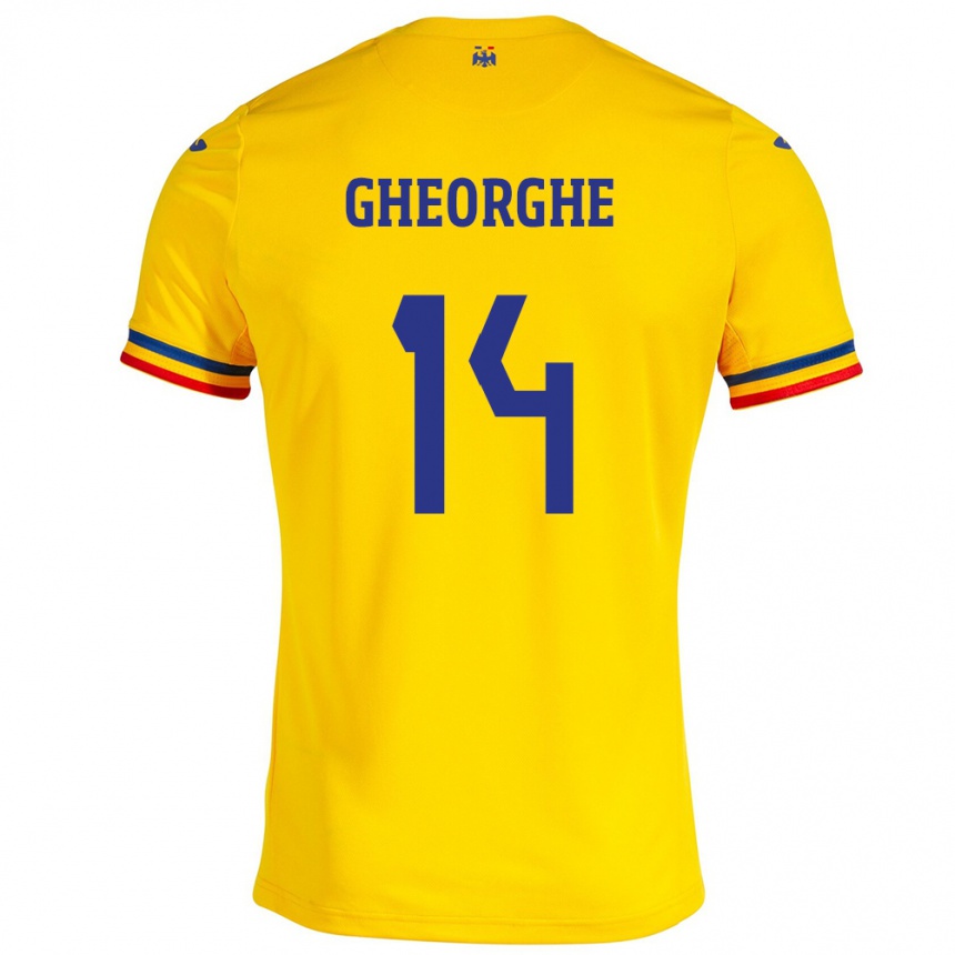 Niño Fútbol Camiseta Rumania Costyn Gheorghe #14 Amarillo 1ª Equipación 24-26