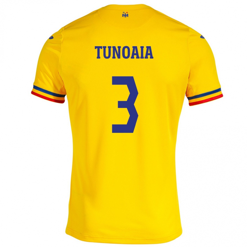 Niño Fútbol Camiseta Rumania Alexandra Tunoaia #3 Amarillo 1ª Equipación 24-26