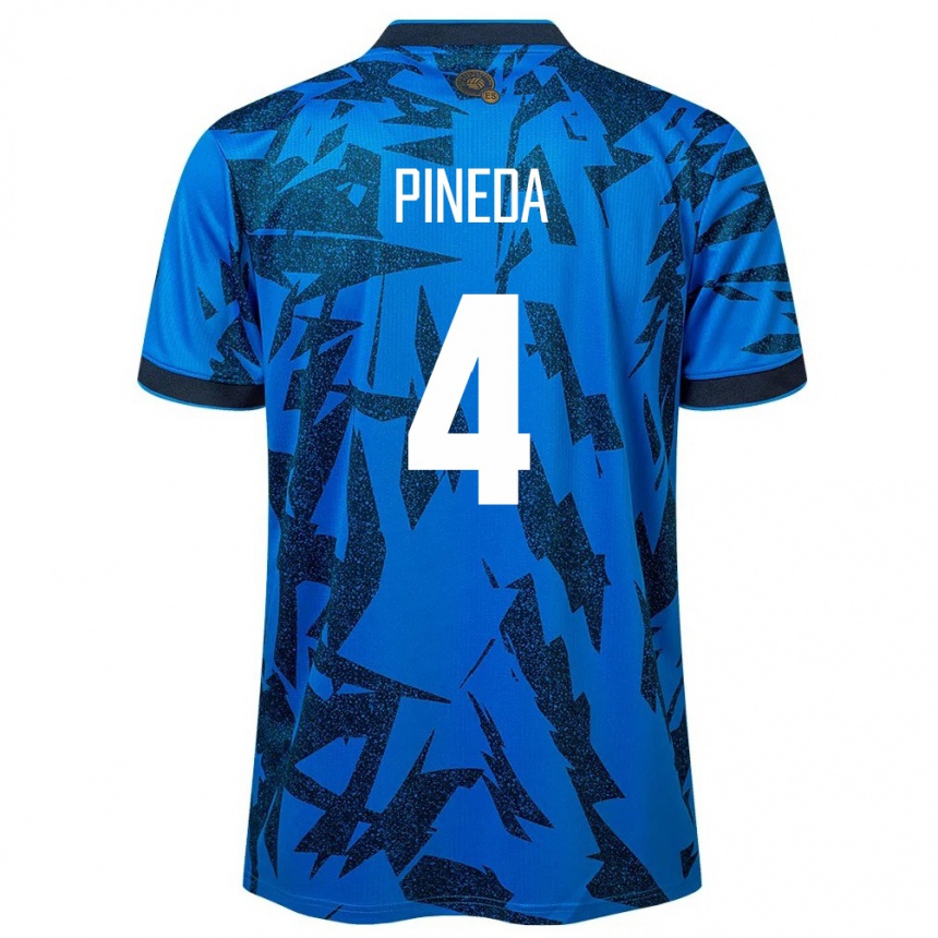 Niño Fútbol Camiseta El Salvador Wálter Pineda #4 Azul 1ª Equipación 24-26