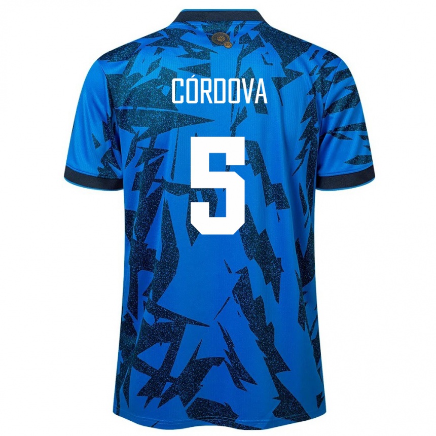 Niño Fútbol Camiseta El Salvador Edwin Córdova #5 Azul 1ª Equipación 24-26