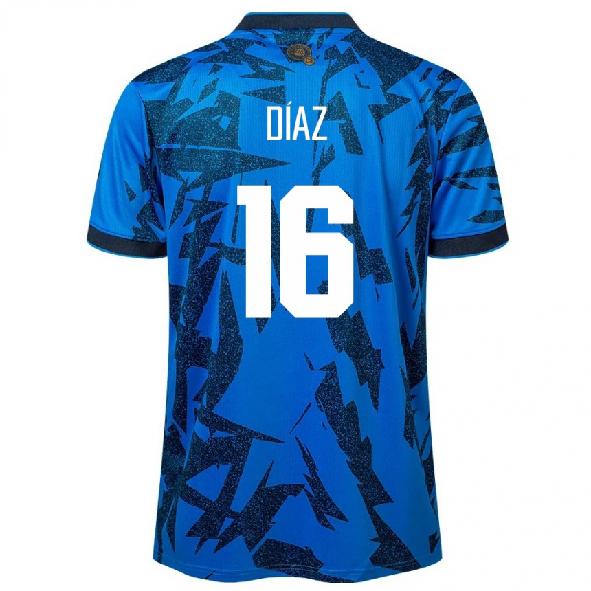 Niño Fútbol Camiseta El Salvador Wilber Díaz #16 Azul 1ª Equipación 24-26