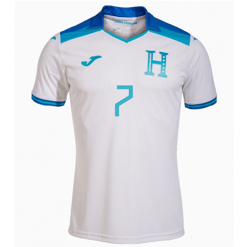 Niño Fútbol Camiseta Honduras Jeffry Miranda #7 Blanco 1ª Equipación 24-26