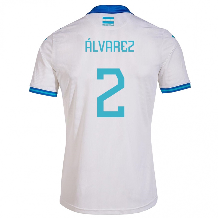 Niño Fútbol Camiseta Honduras Kevin Álvarez #2 Blanco 1ª Equipación 24-26