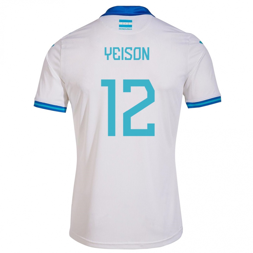 Niño Fútbol Camiseta Honduras Yeison Mejía #12 Blanco 1ª Equipación 24-26